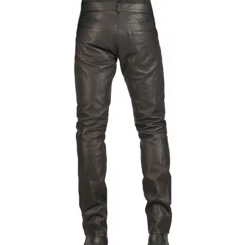 Pantalon cuir jeans modèle Miki en vachette plongée noir