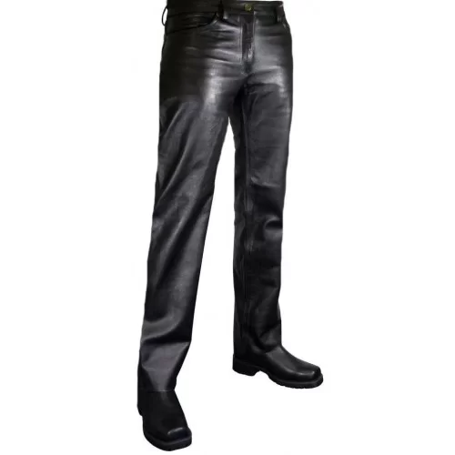 Pantalon cuir homme modèle Arty en agneau noir