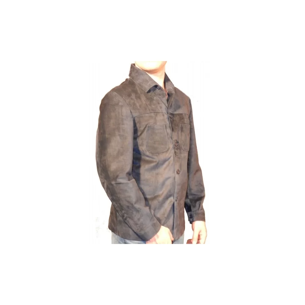 Chemise agneau velours façon daim modèle Rick couleur marron