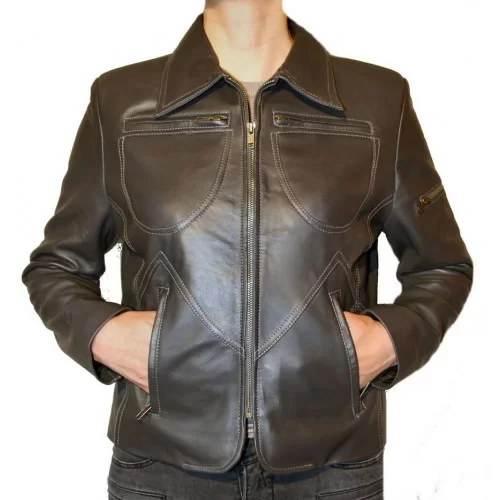 Blouson cuir modèle Pricila agneau noir