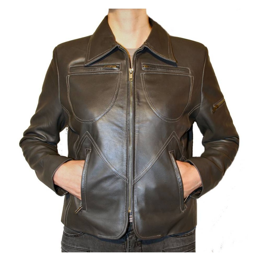 Blouson cuir modèle Pricila agneau noir