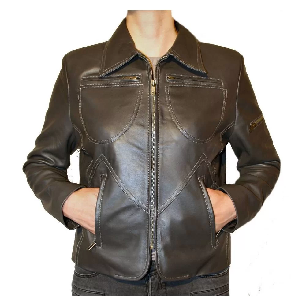 Blouson cuir modèle Pricila agneau noir