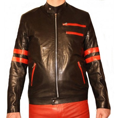 Blouson associant deux agneaux noir et rouge modèle Abel