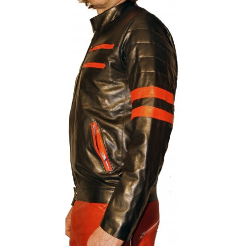 Blouson associant deux agneaux noir et rouge modèle Abel