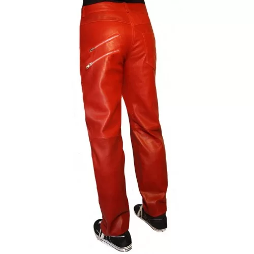 Pantalon type jeans homme modèle Benoit en agneau rouge