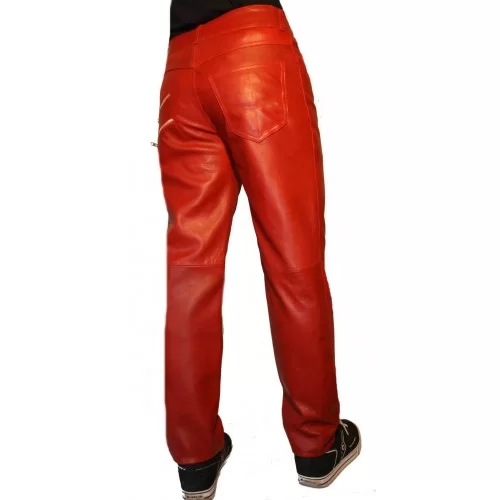 Pantalon type jeans homme modèle Benoit en agneau rouge