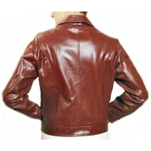 Blouson cuir femme en vachette bordeaux modèle Ninia