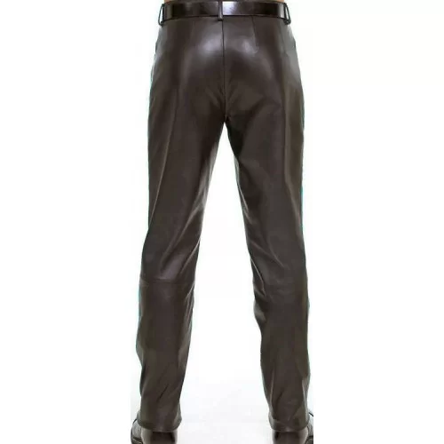 Pantalon cuir jeans modèle Tary en agneau plongé noir