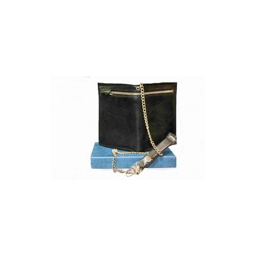 Portefeuille cuir à chaîne modèle en vachette noir