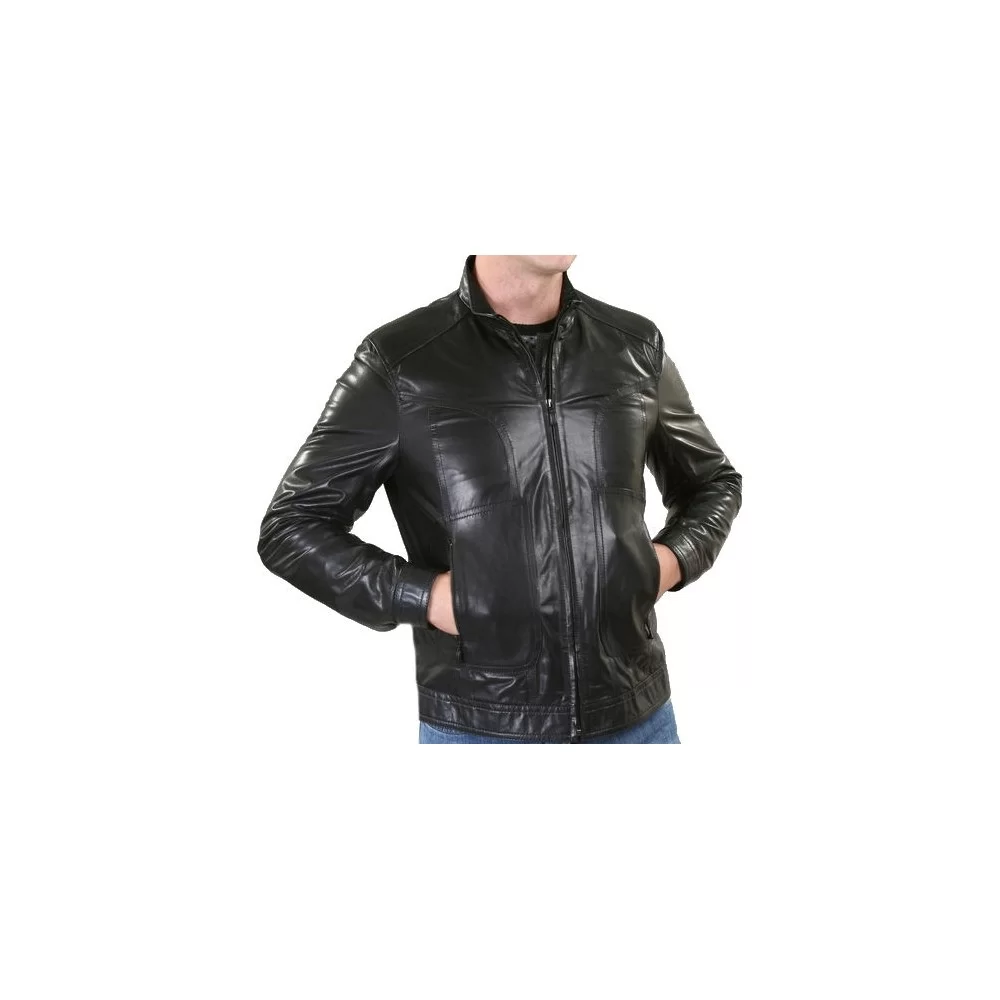 Blouson modèle Borneo en agneau noir