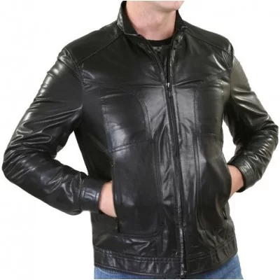 Blouson modèle Borneo en agneau noir