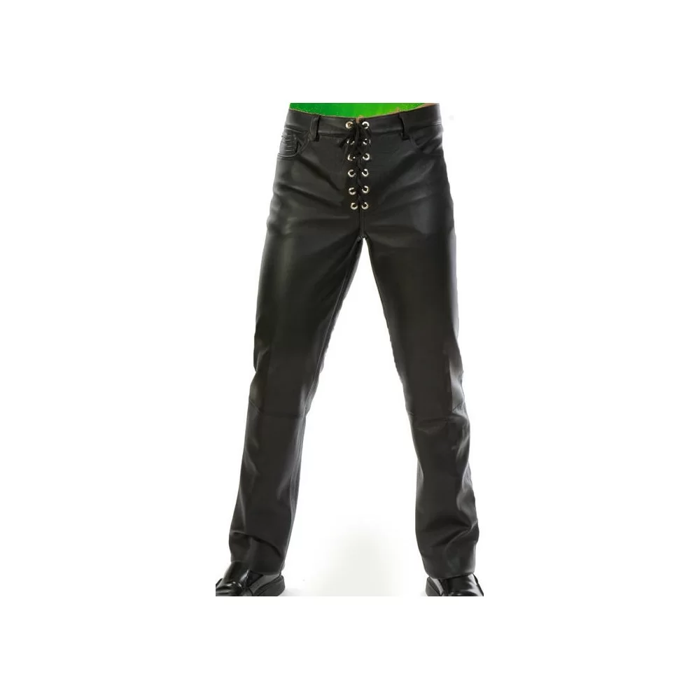 Pantalon cuir modèle Aramis en agneau noir