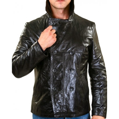 Veste croisée modèle Rainier agneau couleur noir