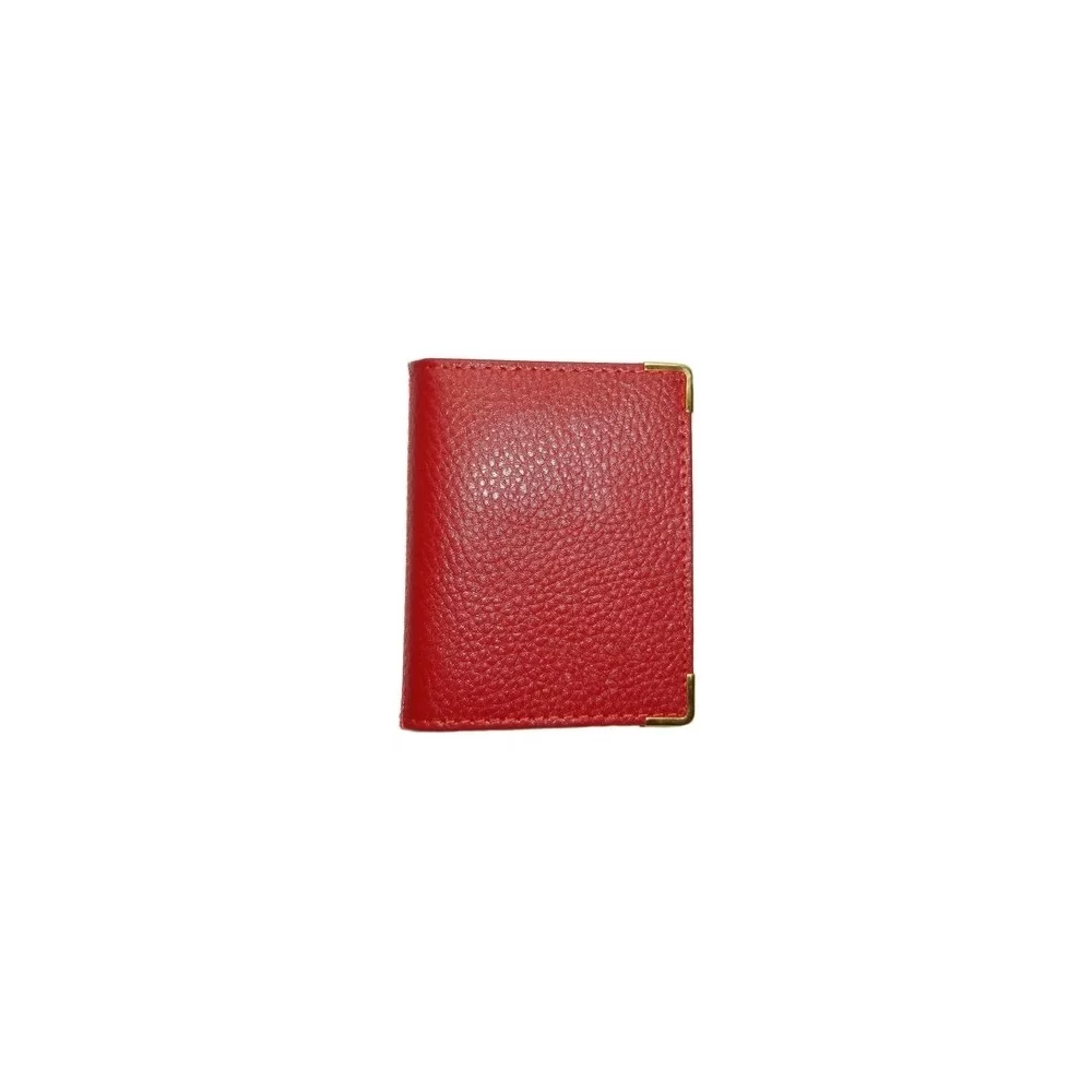 Portefeuille En Cuir De Vachette Rouge Grainé Pour Femme - Marque L C
