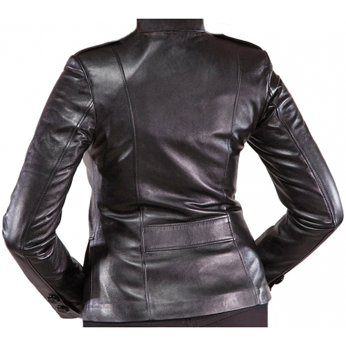 Blouson cuir agneau noir modèle Mara