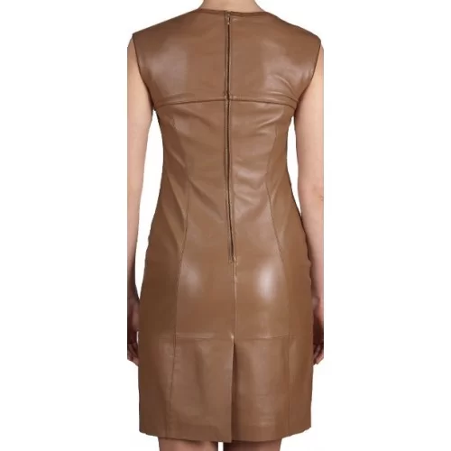 Robe eb cuir d'agneau marron clair modèle Marena