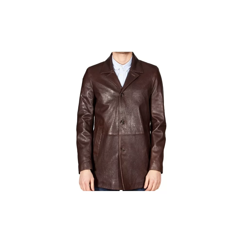 Veste redingote agneau marron modèle Baragio