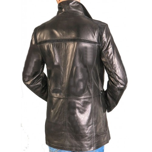 Veste cuir mi longue  modèle Antonin agneau noir modèle Antonin