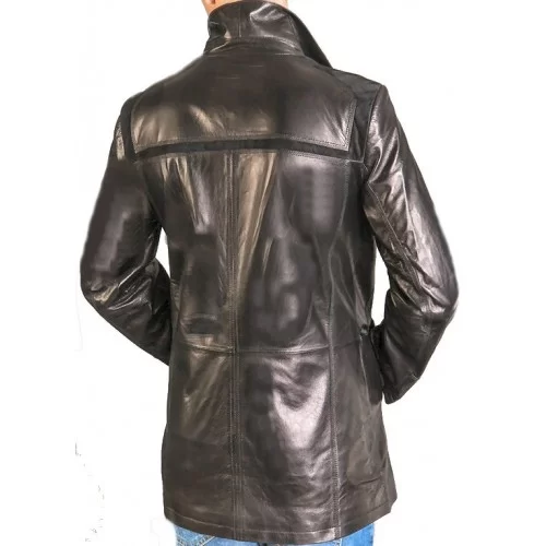 Veste cuir mi longue modèle Antonin agneau noir modèle Antonin