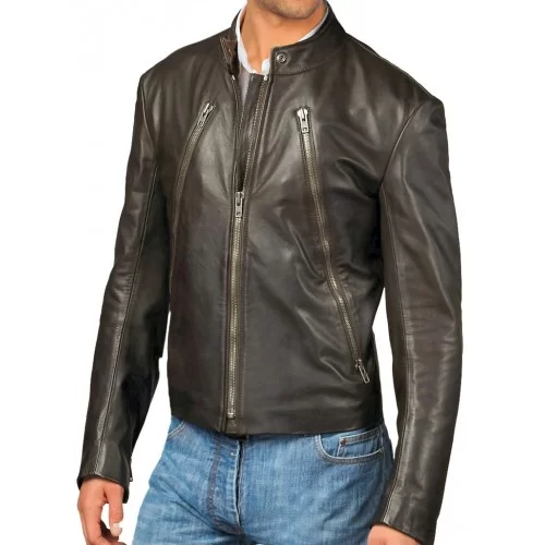 Blouson modèle Enriké cuir agneau noir