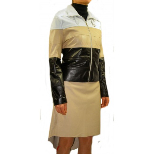 Blouson cuir femme agneaux trois couleurs modèle Laila