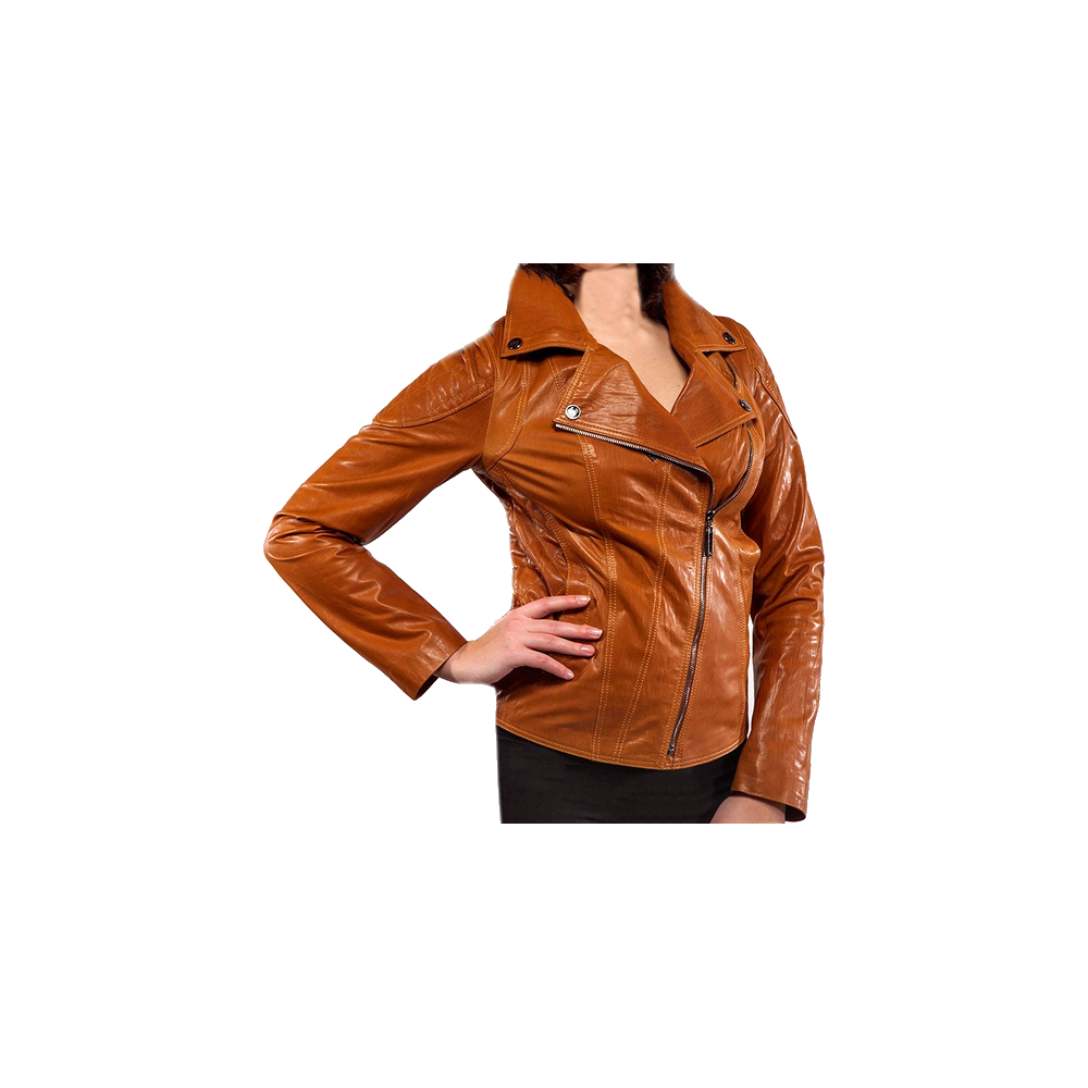 Blouson cuir perfecto en agneau aspect vieilli marronmodèle Chame