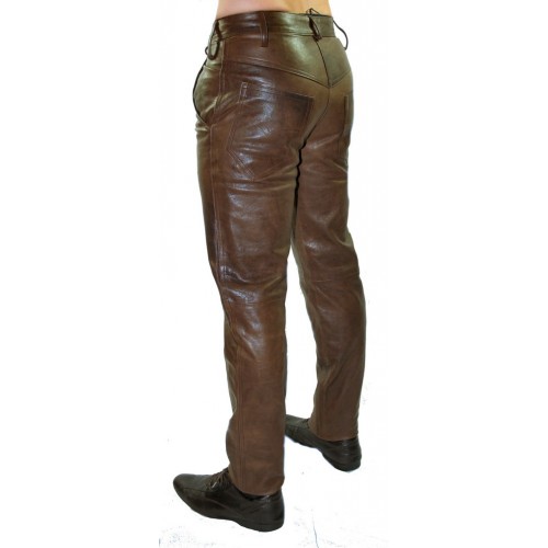 Pantalon modèle Bario en agneau vintage marron