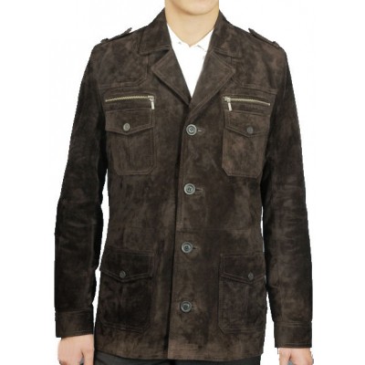 Veste saharienne en agneau velours chocolat modèle Raphalèo