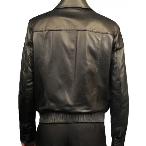 Blouson modèle Rivière en agneau plongé noir