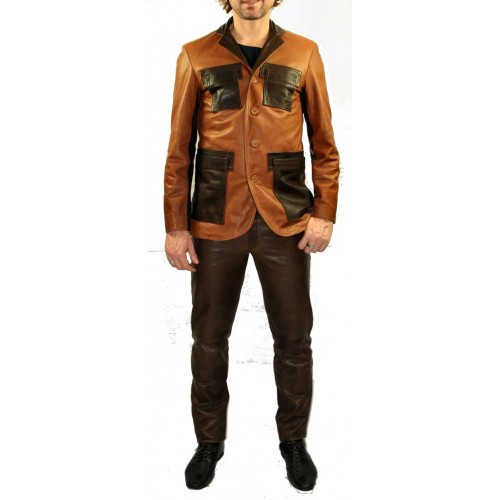 Veste blazer agneaux bicolore marrons clair et fonçè modèle Noè