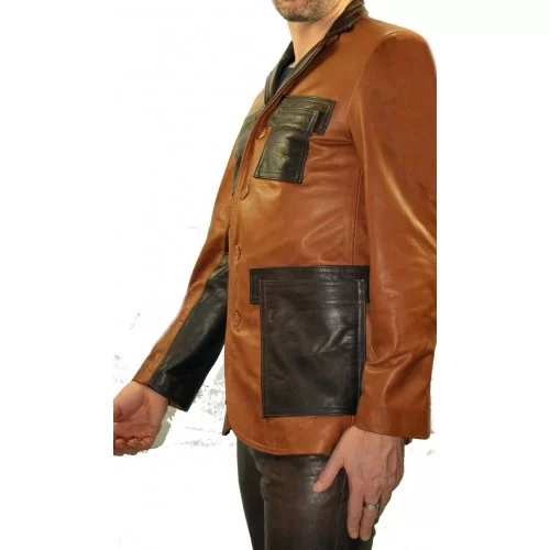 Veste blazer agneaux bicolore marrons clair et fonçè modèle Noè