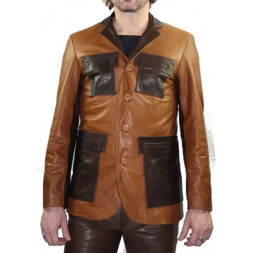 Veste blazer agneaux bicolore marrons clair et fonçè modèle Noè