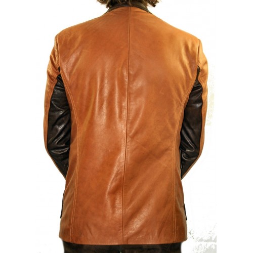Veste blazer agneaux bicolore marrons clair et fonçè modèle Noè