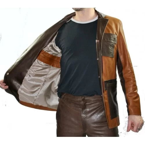 Veste blazer agneaux bicolore marrons clair et fonçè modèle Noè