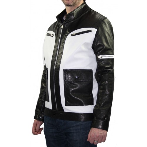 Blouson modèle Izoé en agneaux noir et blanc