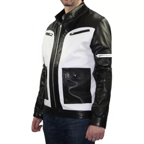 Blouson modèle Izoé en agneaux noir et blanc