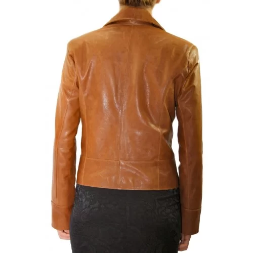 Blouson perfecto en agneau vintage marron modèle Kelly