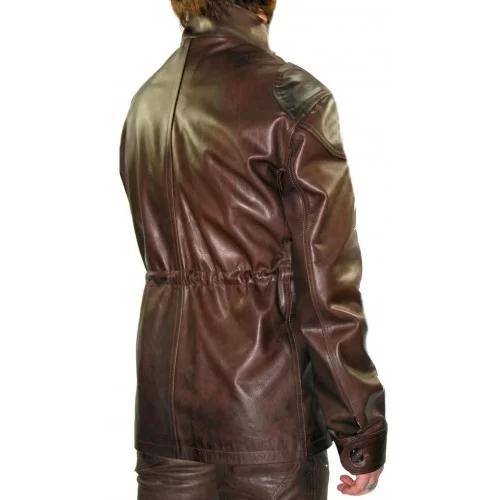 Veste de combat cuir modèle Azel en vachette marron