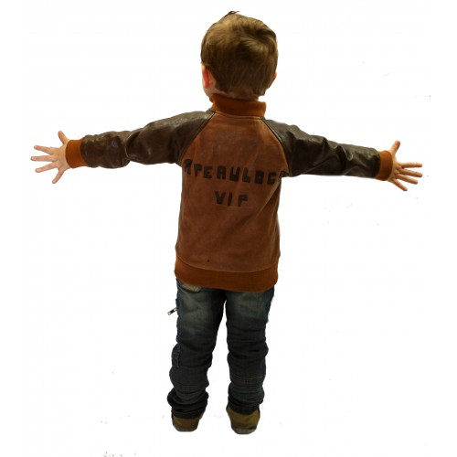 Blouson cuir enfant teedy bicolore marrons modèle Nolan âge 4 ans