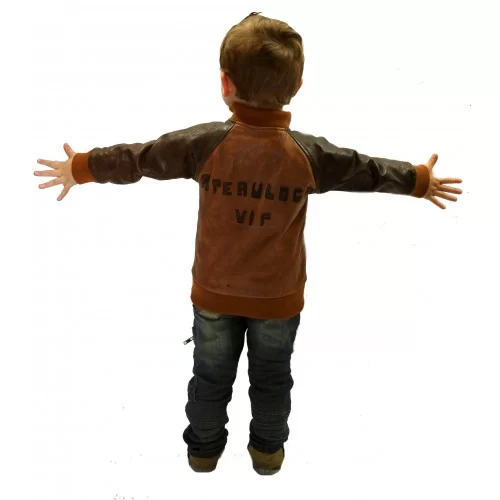 Blouson cuir enfant teedy bicolore marrons modèle Nolan âge 4 ans