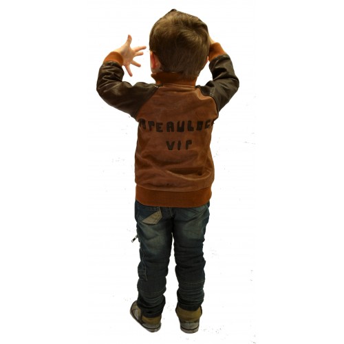 Blouson cuir enfant teedy bicolore marrons modèle Nolan âge 4 ans