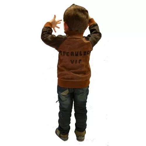 blouson cuir enfant teedy bicolore marrons modèle Nolan