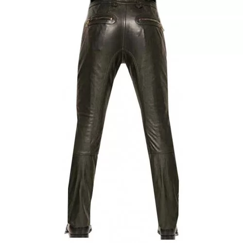 Pantalon cuir homme agneau vintage noir modèle Eleon