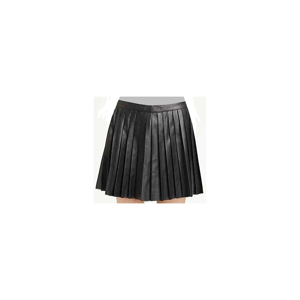Jupe plissée en cuir d'agneau noir modèle Vera