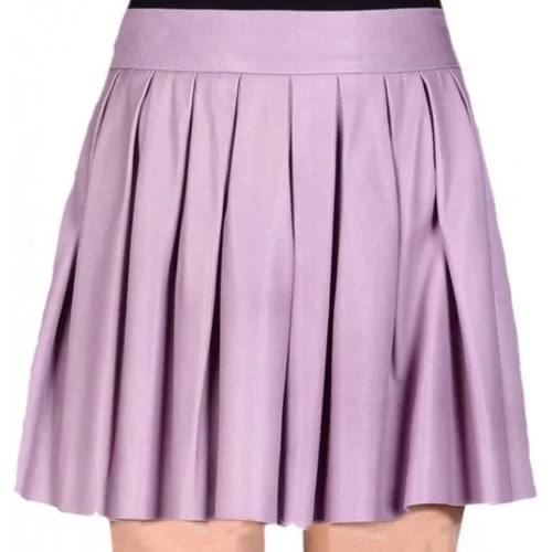 Jupe plissée cuir agneau mauve modèle Finéla