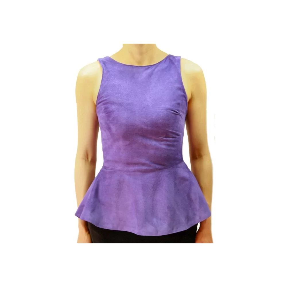 Tee shirt façon daim agneau velours mauve modèle Brenda