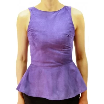 Tee shirt façon daim agneau velours mauve modèle Brenda