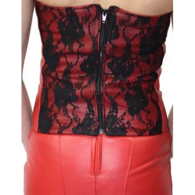 Corset cuir et dentelle agneau modèle Rosa