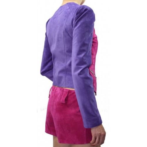 Blouson femme agneaux velours  rose et violet modèle Sania