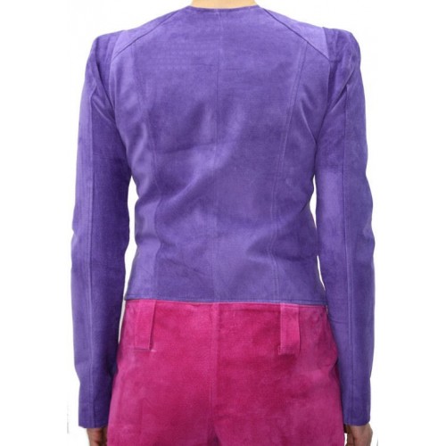 Blouson femme agneaux velours  rose et violet modèle Sania